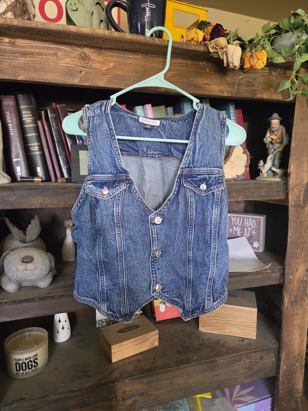 American Eagle Denim Vest in Medium Blue